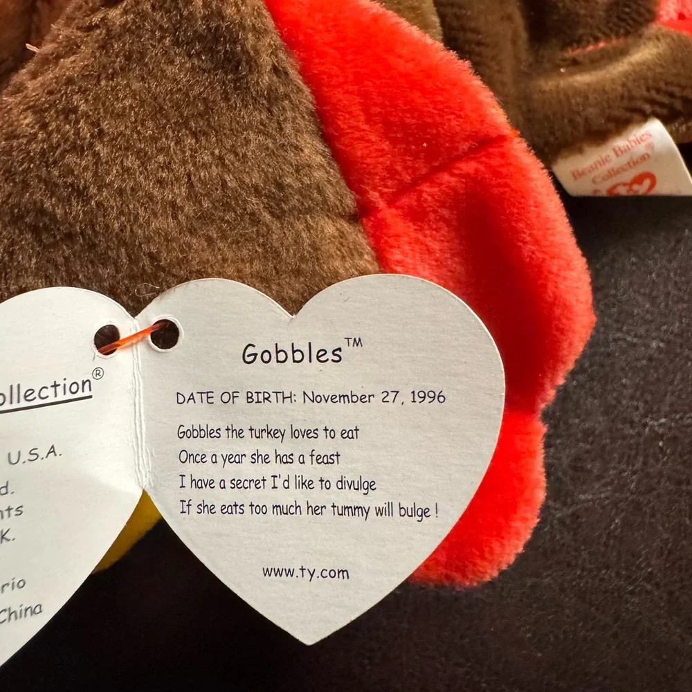 Beanie Baby Gobbles the Turkey 1996 Plush w/ Tags Thanksgiving Collectible